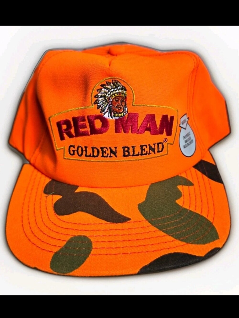Vintage Red Man Golden Blend Tobacco Snapback Hat Blaze Orange Camo K-Products